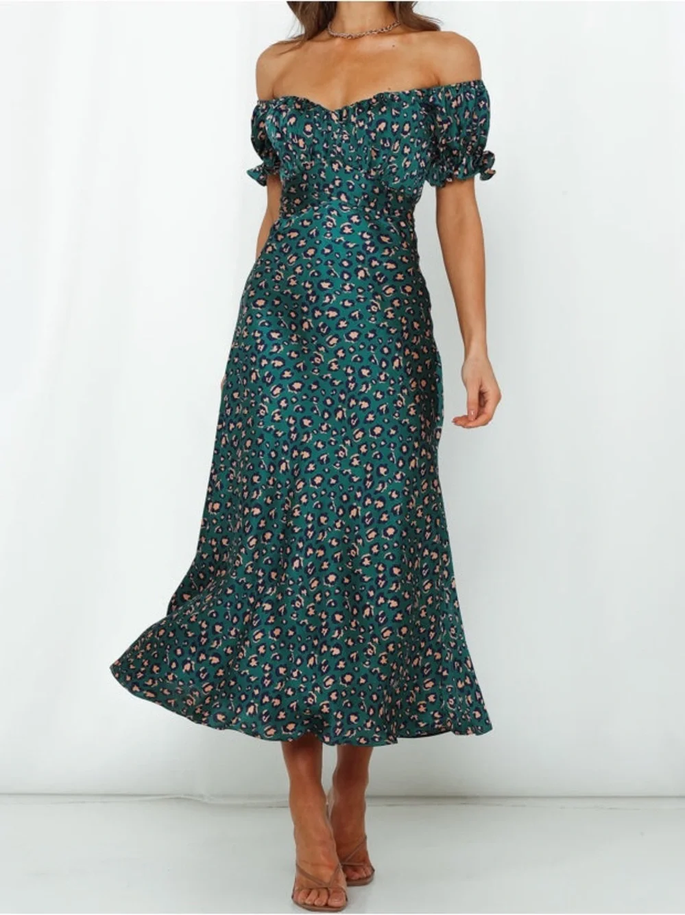 Hello Molly Teal Green Multicolor Leopard Print Dress